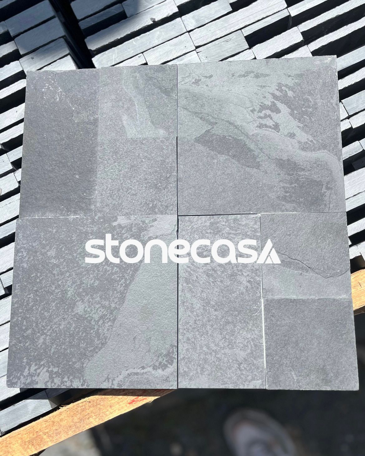Mosaico Quadriculado de Ardósia Negra